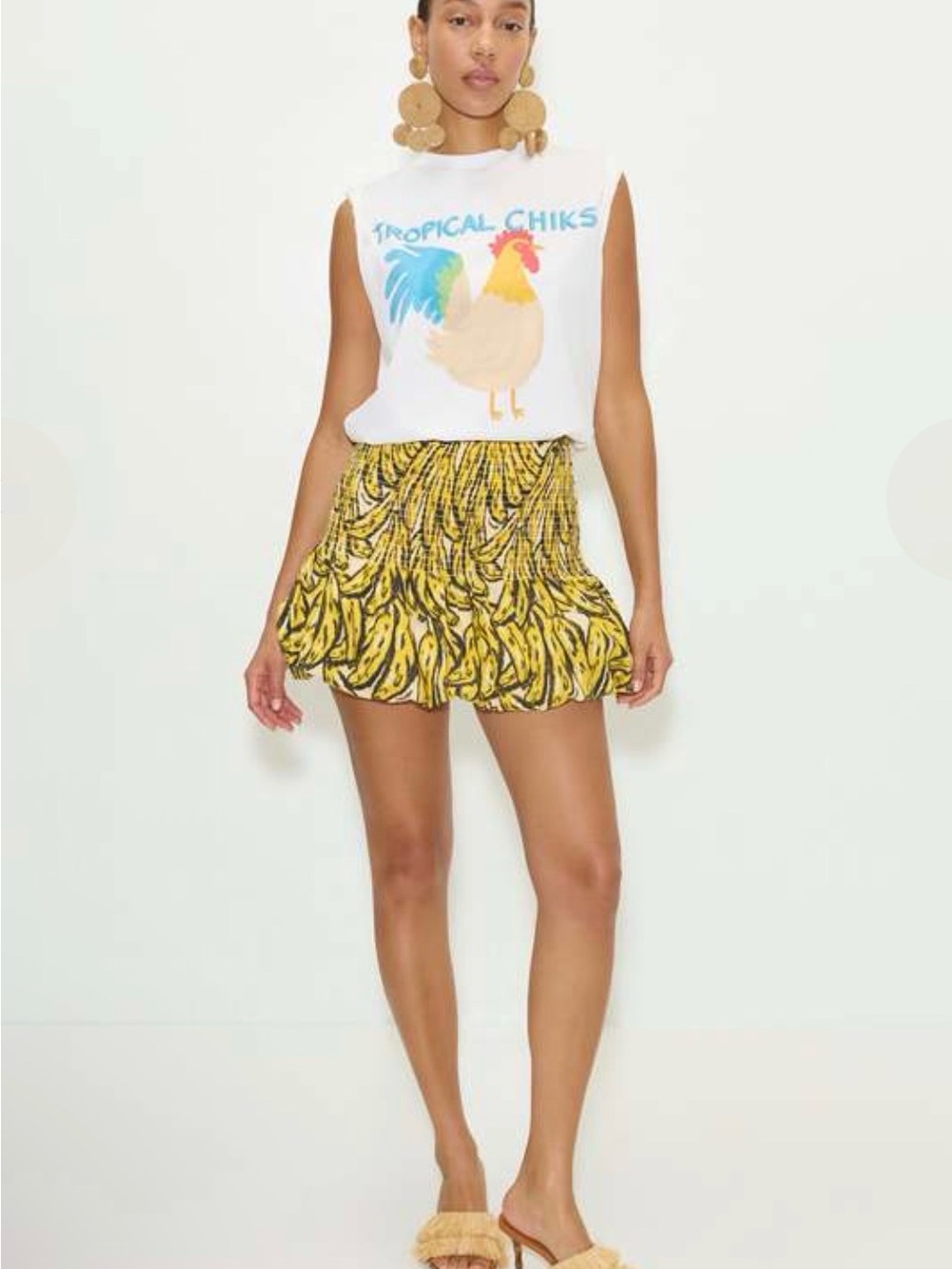 Simon Miller Sancho Poplin  Banana-Print Mini Skirt